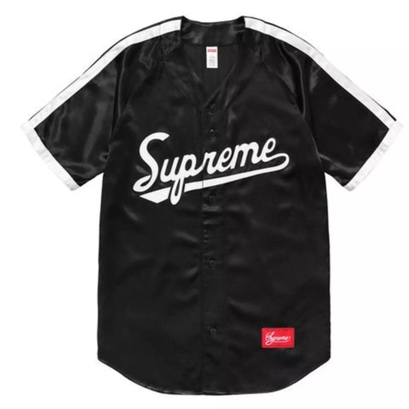 Supreme Other - Supreme Satin Baseball Jersey Black Size Large